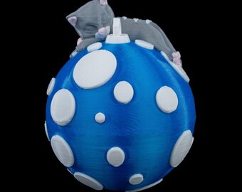 3D Printed Sleeping Cat Christmas Ornament – Handmade Holiday Decor