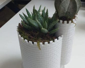 Medieval Castle Tower Planter | 3D Printed Succulent Pot | Fairy Garden Decor | Customizable Colors