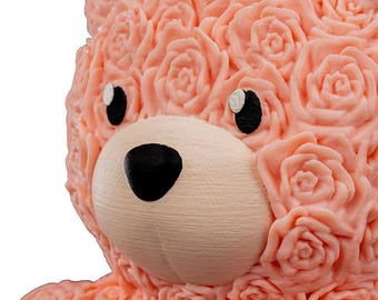 Teddy Bear with Flowers – Cute Valentine Gift | Unique Flower & Bear Decor | Romantic Desk Gift
