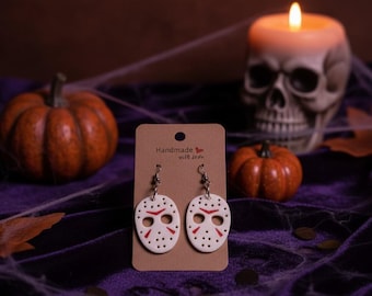 3D Printed Surgical Steel JASON Mask Earrings - Fast Shipping - Friday the 13th