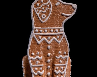 Gingerbread Cat, Dog, Dragon, 3D Printed Christmas Ornament, Custom Colors