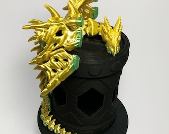 3D Printed Articulated Dragon – Gold and Green Fantasy Decor