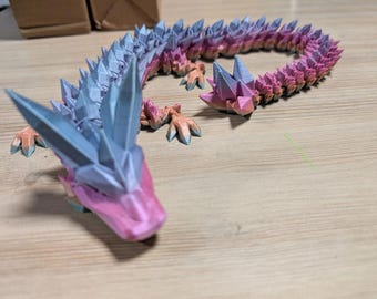 3D Printed Crystal Dragon – 20" Articulated Fantasy Decor
