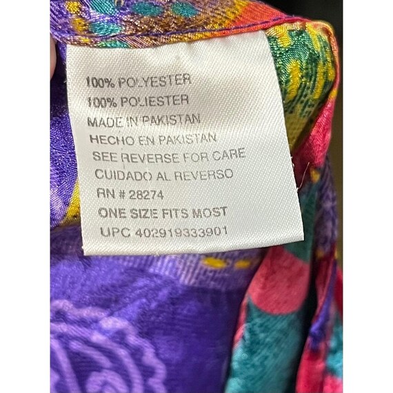 Vtg Simply Basic Colorful Patchwork Print Kimono … - image 5