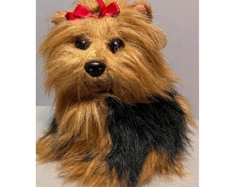 Ty Classic Yappy Yorkshire Terrier Plush Dog 1995 Vintage Yorkie Red Bow 8"