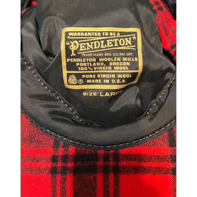 Pendleton Red Black Plaid Wool Flat Cap Newsboy Ivy Hat Made in USA Large image 5