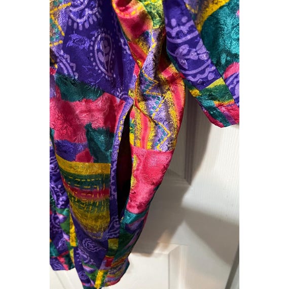 Vtg Simply Basic Colorful Patchwork Print Kimono … - image 2