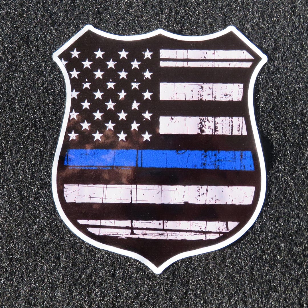 Thin Blue Line Police Badge Vinyl Decal - Etsy