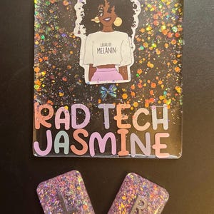Customizable Name Badge Buddy & X-ray Markers Melanin Edition, XL Custom Name Badge Buddy, X-ray badge buddy. Rad Tech Badge Buddy