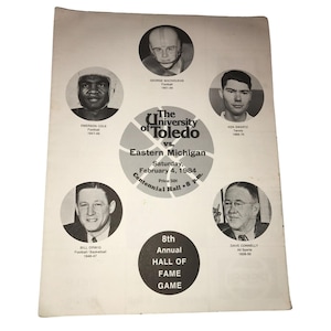 The University of Toledo VS Eastern Michigan 2-4-84 8th Annual Hall of Fame Game Vintage Program