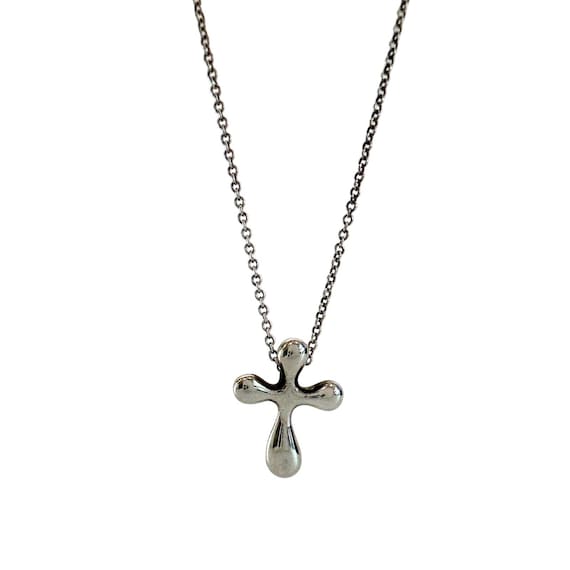 Tiffany and Co Elsa Peretti Cross Pendant Necklace in Sterling