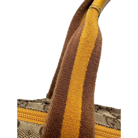 Gucci GG Canvas Web Sherry Line Tote Bag - Yellow… - image 7