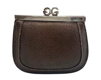 Vintage 70's GUCCI Leather and Canvas Dual Pocket Kisslock