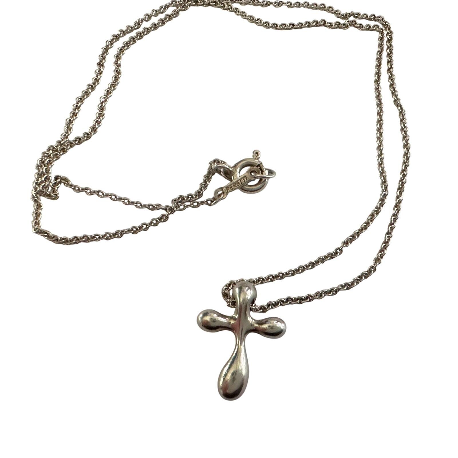 Tiffany and Co Elsa Peretti Cross Pendant Necklace in Sterling
