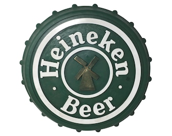 Heineken Beer Sign Shaped Like A Bottle Cap - Great Man Cave or Bar Decor