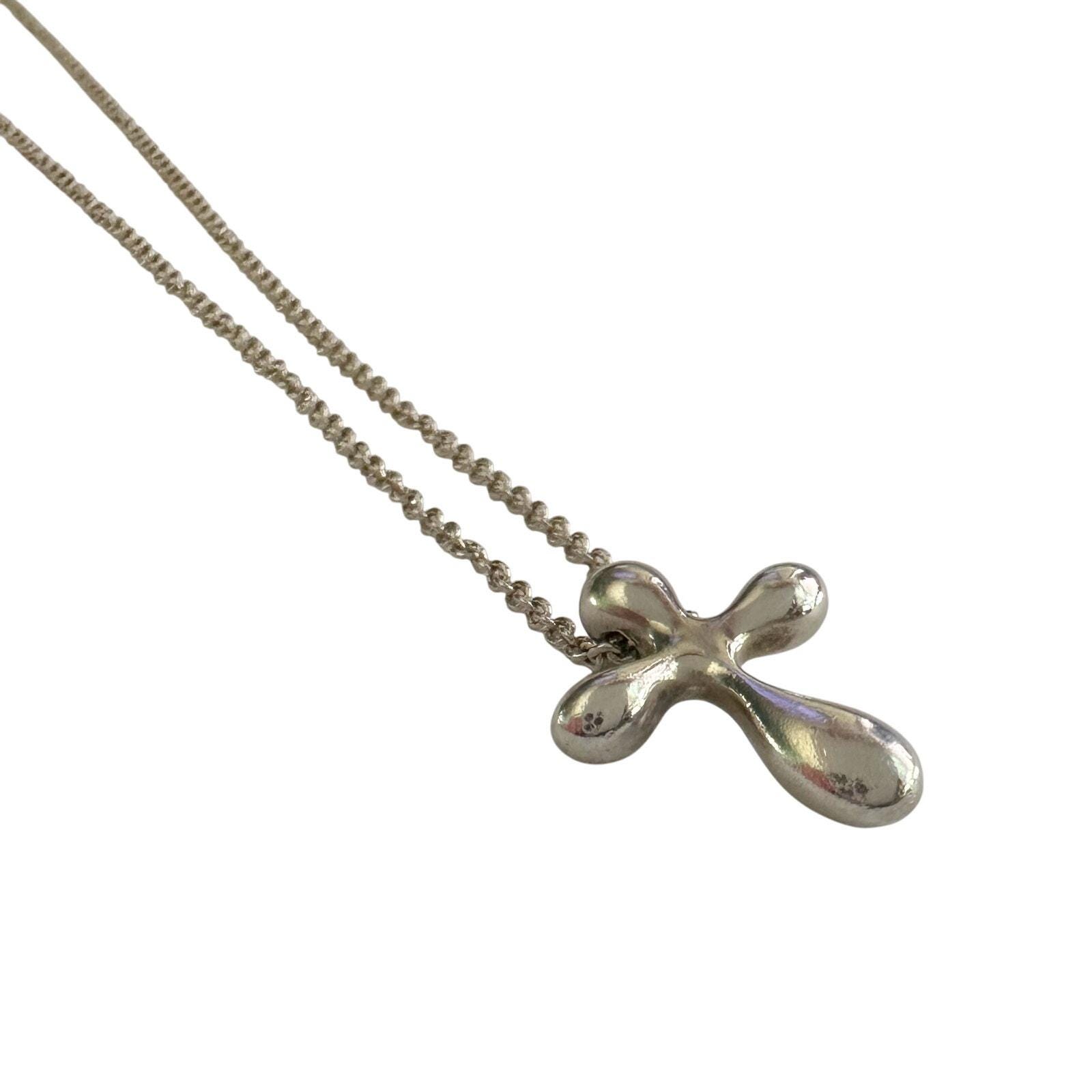 Tiffany and Co Elsa Peretti Cross Pendant Necklace in Sterling