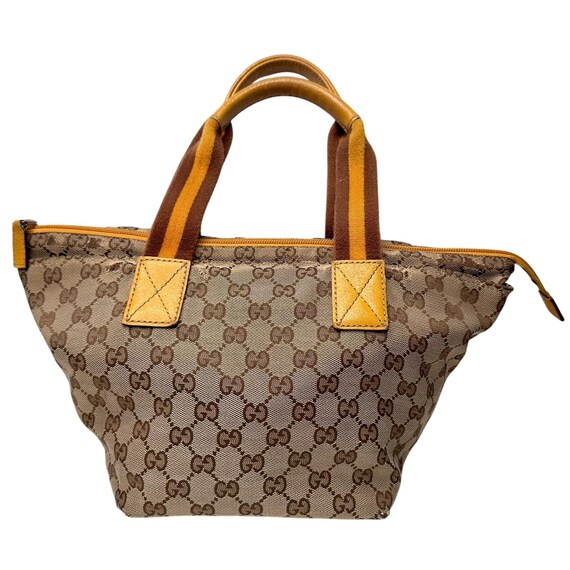 Gucci GG Canvas Web Sherry Line Tote Bag - Yellow… - image 3