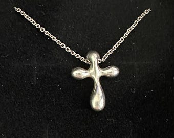 Tiffany and Co Elsa Peretti Cross Pendant Necklace in Sterling