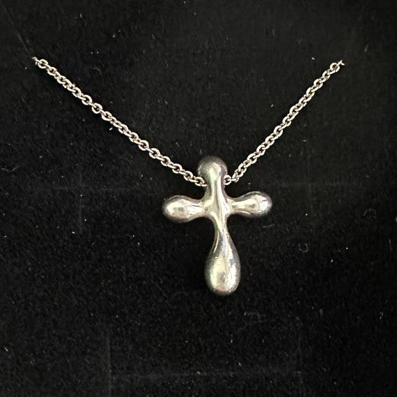 Tiffany and Co Elsa Peretti Cross Pendant Necklace in Sterling