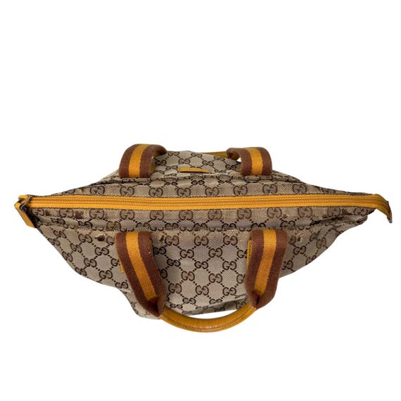 Gucci GG Canvas Web Sherry Line Tote Bag - Yellow… - image 5