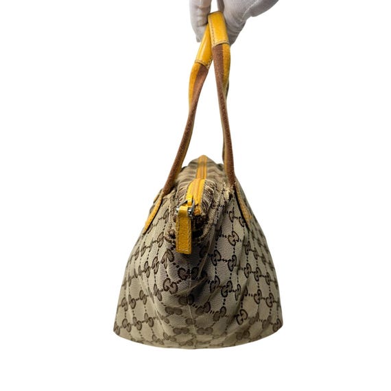 Gucci GG Canvas Web Sherry Line Tote Bag - Yellow… - image 4