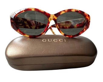 Vintage Gucci GG 2411/S Tortoiseshell Sunglasses With Gold Accents