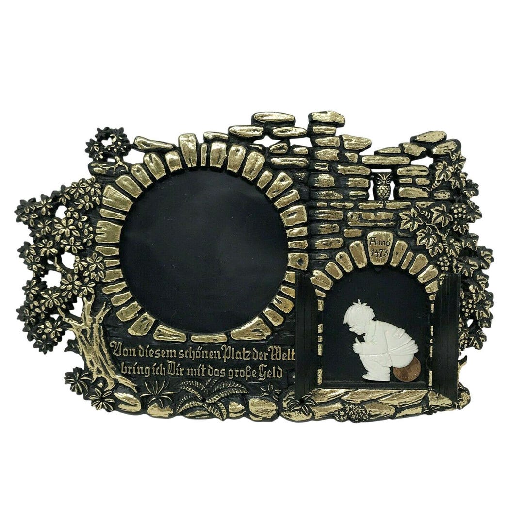 Funny German Souvenir Photo Frame W Man Pooping Pfenning Behind Door ...