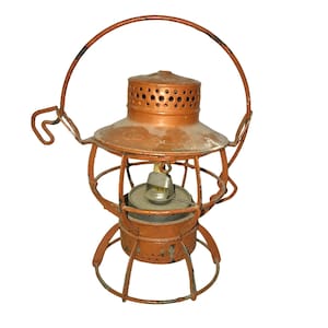 Antique DRESSEL Lamp RED METAL Railroad Lantern - Arlington New Jersey