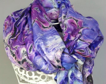 Scarves for women, shawl wrap. All occasion or wedding bridal party.  Abstract Floral Photography.  Shown in Lavender Blue Design.