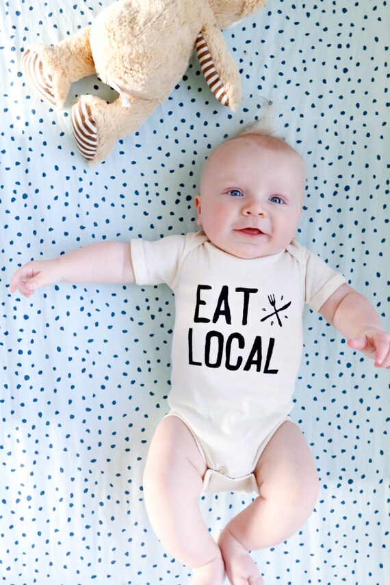 organic baby foodie onesie eat local ready to ship etsy image 0