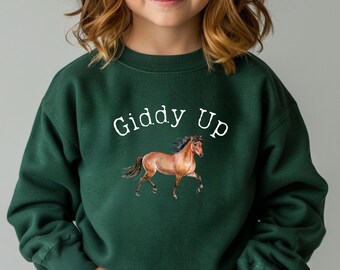 Fall Kids Horse Shirt Cute Horse Lover Sweatshirt for Girls Western Horse Graphic Toddler Autumn Sweater  Country Style Shirt Horse girl