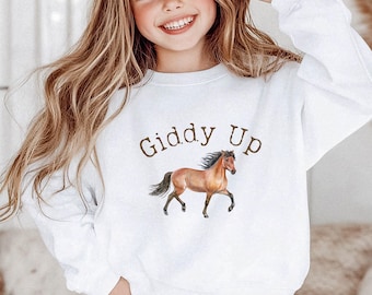 Girls Horse Lover Gift Kids Horse Sweatshirt Cute WesternApparel Cowgirl Country Sweatshirt