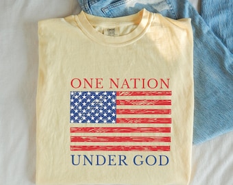 Koszulka „One Nation Under God”: Chrześcijańska, patriotyczna, komfortowa koszulka w kolorach