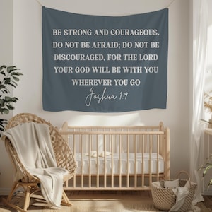 Kids Wall Art Bible Verse Tapestry Joshua 1 9 Christian Wall Art for Playroom Tapestry Scripture Wall Art Christian Back to School Gift