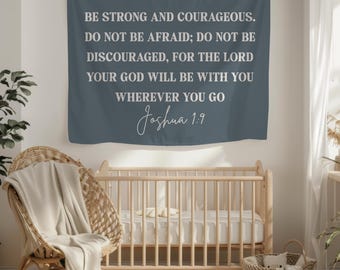 Kids Wall Art Bible Verse Tapestry Joshua 1 9 Christian Wall Art for Playroom Tapestry Scripture Wall Art Christian Back to School Gift