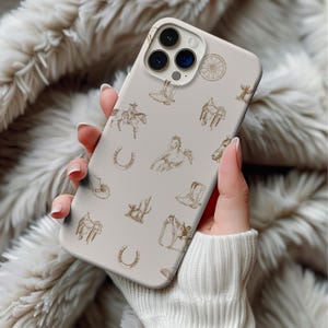 Western Phone Case Cowgirl iPhone Cover with Horses Wild West Aesthetic Phone Case Horse Lover Gift Rodeo Cowboy Phone Case Rancher Gift