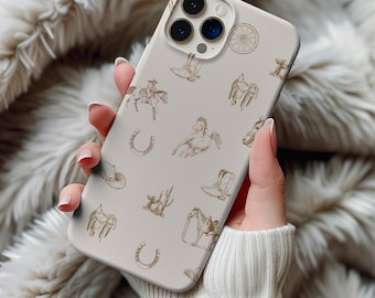 Western Phone Case Cowgirl iPhone Cover with Horses Wild West Aesthetic Phone Case Horse Lover Gift Rodeo Cowboy Phone Case Rancher Gift