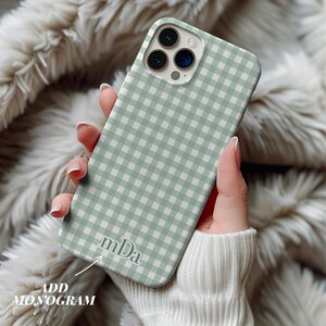 Custom Easter Phone Case with Initials Personalized Checkered Phone Cover Cute Monogram Easter Gift for Teens Pastel Gingham iphone case