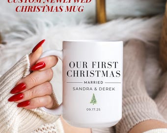 Custom Newlywed Christmas Mug Our First Christmas Cup for New Couple Christmas Gift first Christmas married gift personalized wedding mug