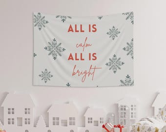 Kids Christmas Decor for Playroom Holiday Tapestry Nursery Wall All is Calm Festive Wall Art