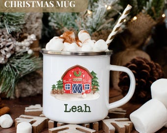Custom Name Mug for Christmas Cup with Name Kids Personalized Christmas Gift Kids Christmas Village Holiday Mug Custom Name Hot Cocoa Mug