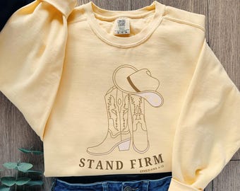 Comfort Colors Religious Sweatshirt Stand Firm Christian Western Gaphic Crewneck Ephesians 6 Scripture Christian Sweatshirt for Women