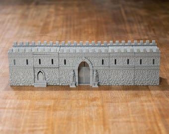City Wall Base Pack | 3D Printed DnD Terrain | Modular Medieval Fantasy City Gates with 3 Levels | Tabletop Scenery for Dungeons & Dragons