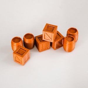 Cargo Terrain Pack | Crates and Barrels Modular D&D Scenery | 28mm Tabletop RPG for Dungeons, Taverns, and Houses | Fantasy Scatter Terrain