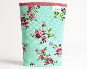 Floral Book Sleeve, Padded Cover, Kindle Case, iPad Pouch, Handmade Reader Gift