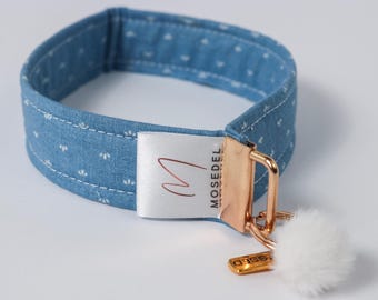 EverLoop Wristlet Keychain | Blue Fabric Key Fob with Gold Hardware | Personalized Name Option