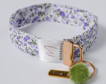 EverLoop Wristlet Keychain | Purple Floral Key Fob with Gold Hardware | Personalized Name Option