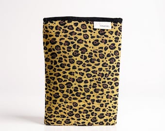 Leopard Sleeve, Padded Book Cover, Fabric Sleeve, Reader Gift