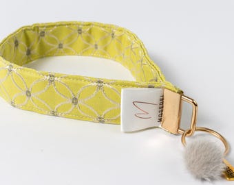 EverLoop Wristlet Keychain | Yellow Geometric Key Fob | Eco-Conscious Fabric | Personalized Name Option