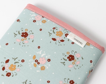 Floral Book Sleeve with Pink Trim | Padded Kindle & Journal Cover | Personalized Name Option